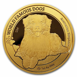Złota Moneta World Famous Dogs - Owczarek Australijski 1 uncja 2024 24h LIMITOWANA