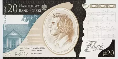 Banknot: 200. rocznica urodzin Fryderyka Chopina 20zł 24h Produkt Kolekcjonerski