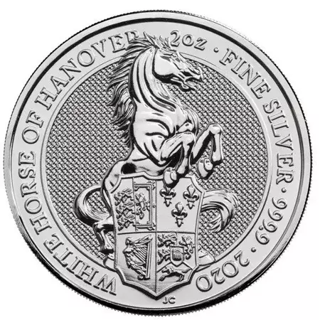 Srebrna Moneta Bestie Królowej: Biały Koń Hanoweru 2 uncje 24h