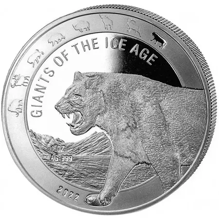 Srebrna Moneta Giants of the Ice Age - Cave Lion 1 uncja 24h