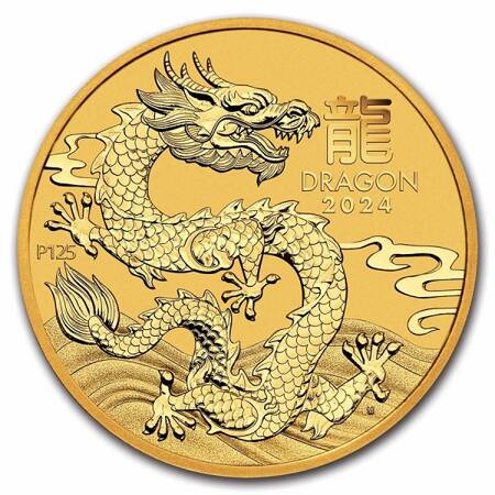 Złota Moneta Australijski Lunar III - Rok Smoka 1/20 uncji 2024 