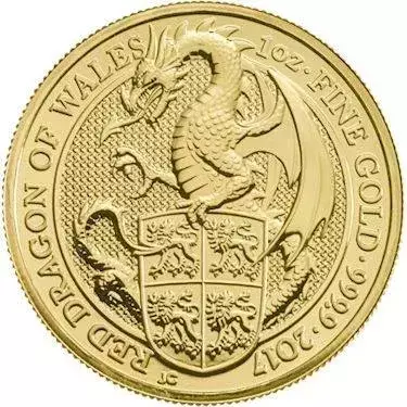 Złota Moneta Bestie Królowej: Czerwony Smok Walii  1 uncja  2017 24h