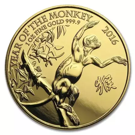 Złota Moneta Lunar UK: Rok Małpy 1 uncja 2016 24h